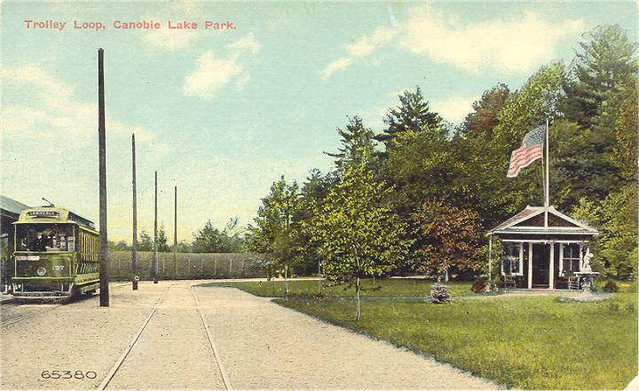Photo of The trolley loop at Canobie Lake Park Salem NH, early 1900's
