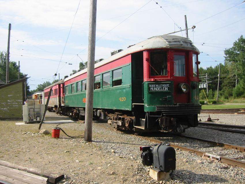 Photo of Chicago North Shore 420 leading 755 at the Seashore Trolley Museum