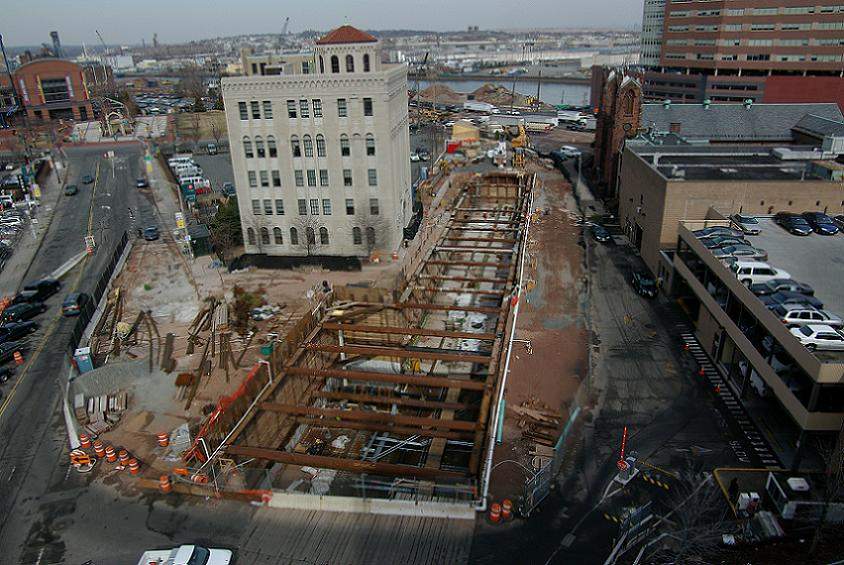 Photo of Newark City Subway extension construction looking north March 2004