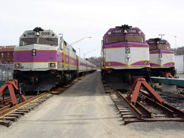 Photo of MBTA line up at the Worcester layover