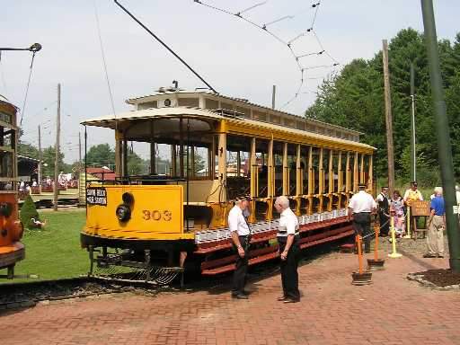 Photo of Connecticuit Open car 303 at the Seahsore trolley Museum