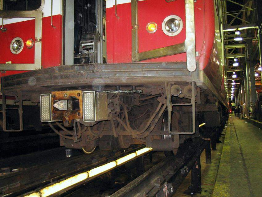 Photo of The under side of a Red Line car.