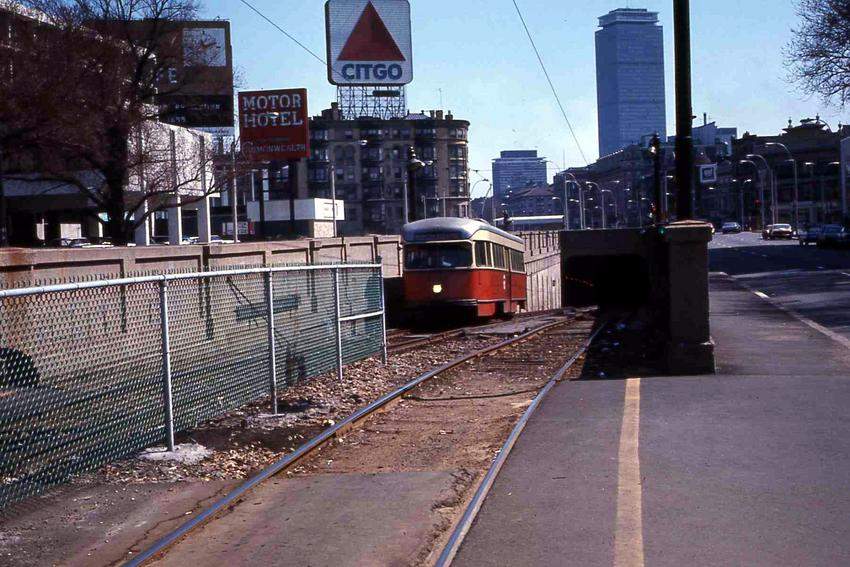 Photo of PCC exiting subway from Kenmore 4_1968