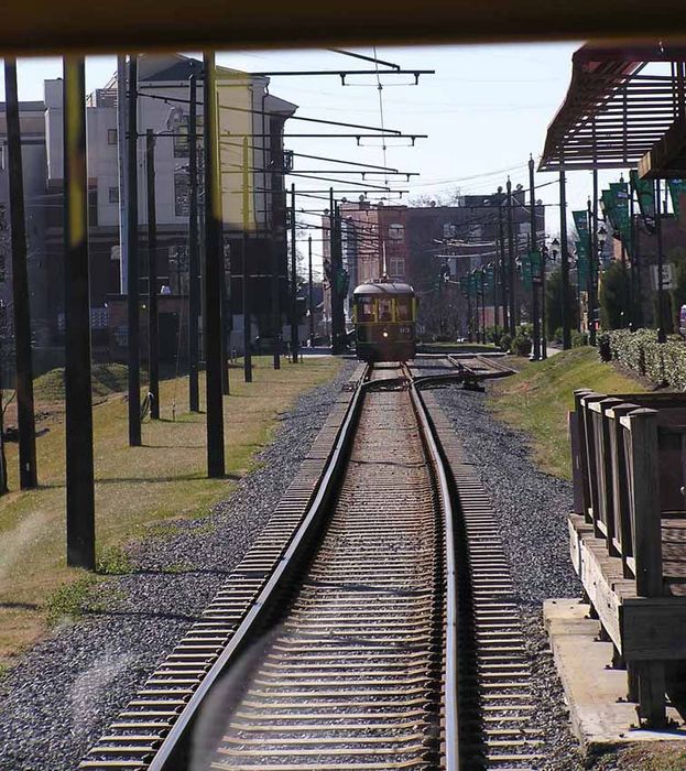 Photo of Charlotte Trolley passing siding