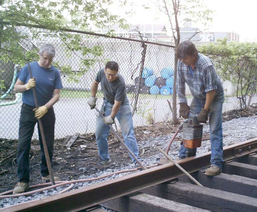 Photo of Trolley Museum track workers