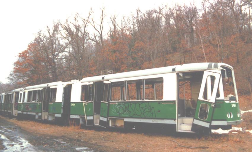 Photo of MBTA Boeing-Vertol LRVs on the Riverside Dead Line in 1988