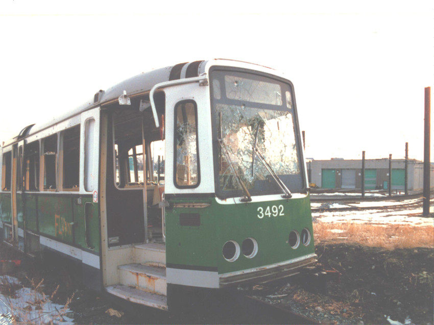 Photo of MBTA Boeing-Vertol LRV on the Riverside Dead Line in 1988