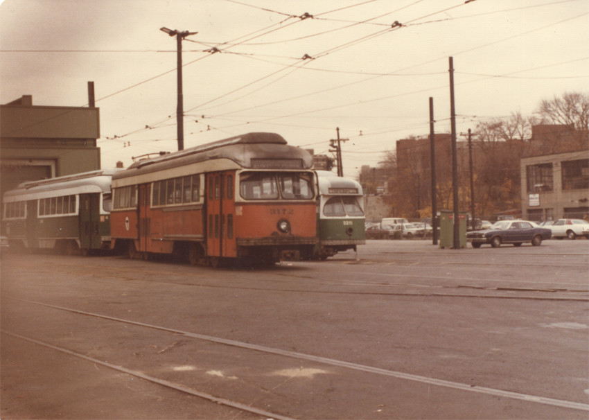 Photo of PCCs at Watertown Yard in the 1970s