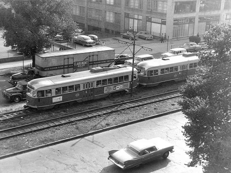 Photo of MTA PCC Cars on Commonwealth Avenue, Boston, 1960