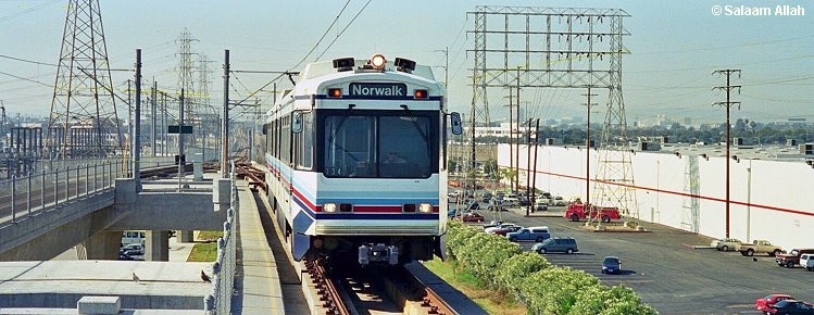 Photo of LACMTA Green Line light rail transit system Los Angeles County Ca