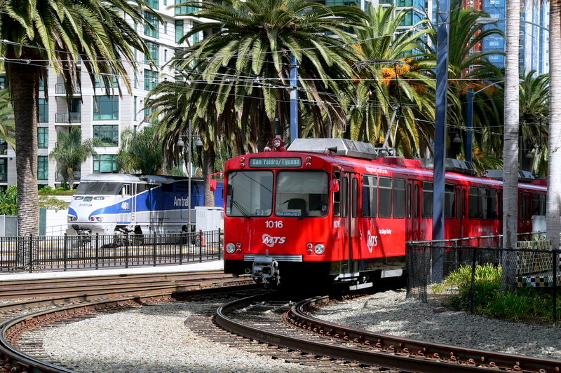 Photo of Trolley and Train in San Diego