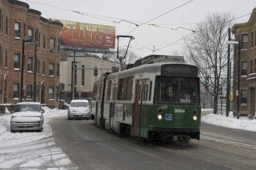 Photo of MBTA Type 7 on the E line in the snow