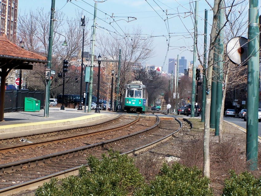 Photo of Three Outbound Trains at Coolidge Corner