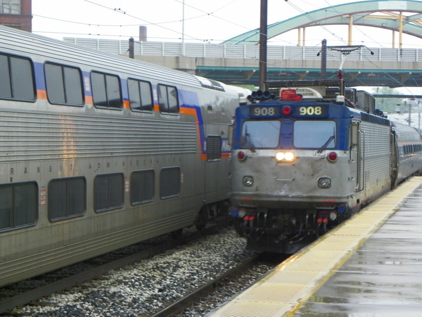 Photo of Amtrak 908 in Baltimore, MD.