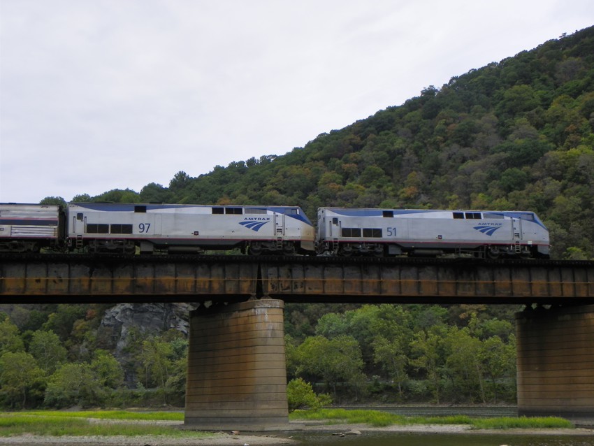 Photo of Amtrak 51 and 97 in Harpers Ferry, WV.