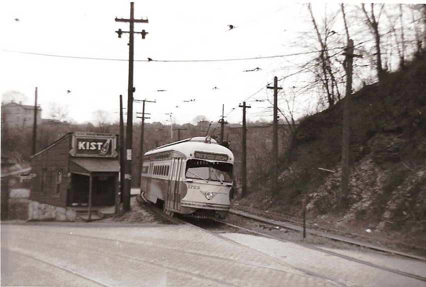 Photo of Pittsburgh-bound Interurban at Black Diamond Jct.