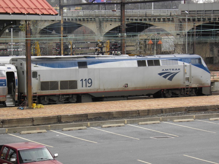 Photo of Amtrak 119 in Harrisburg, PA.