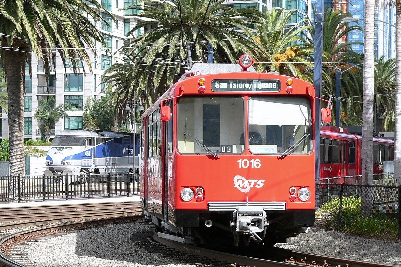 Photo of Trolley and Train at San Diego