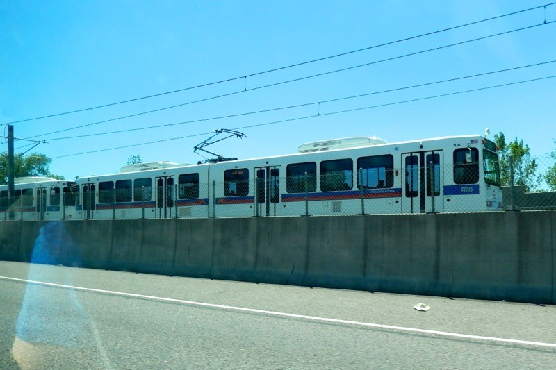 Photo of Light Rail from the window of the car