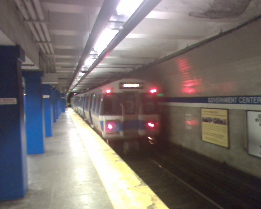 Photo of Blue Line train at Government Center