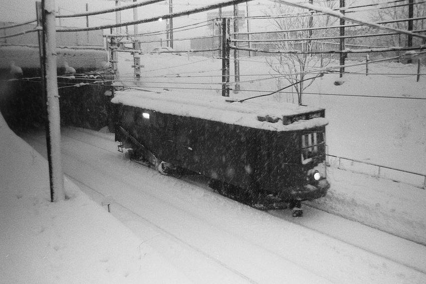 Photo of The T battles the blizzard.
